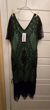 Hunter Green Roaring 20s Dress By Pretty Guide Size 2XL