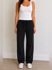 Vintage 90  s Lauren Ralph Lauren Black Cotton Drawstring Waist Pants Size 2