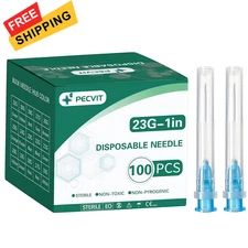 100Pack 23 Gauge 1 inch Needles Luer Lock Lab Dispensing 23G 1 