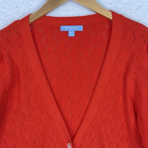 Draper James RSVP Strickjacke Pullover Struktur Rot XL Ellenbogen Puffärmel Frühling Neu mit Etikett - Bild 2 von 16