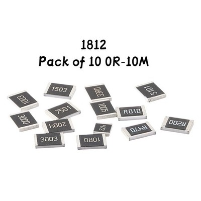 10 Stück SMD Widerstände Bauform 1812 1% 1/2W Werte 0R Ohm - 10M Ohm Widerstand