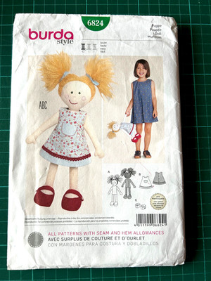 Stoffpuppe & Kleidung Schnittmuster - NEU & UNGESCHNITTEN - BURDA 6824 - 40cm groß