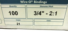 Spiral Binding Wire'O 27034 2:1" 3/4" 21 Loops DBL-O White 100 Per Box