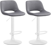 2Er Set Barhocker Camden Samt Weiß Dunkelgrau