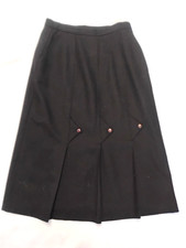 Vintage Woman's VOIR 100 Wool Skirt w/inverted box pleats button accents Sz 16