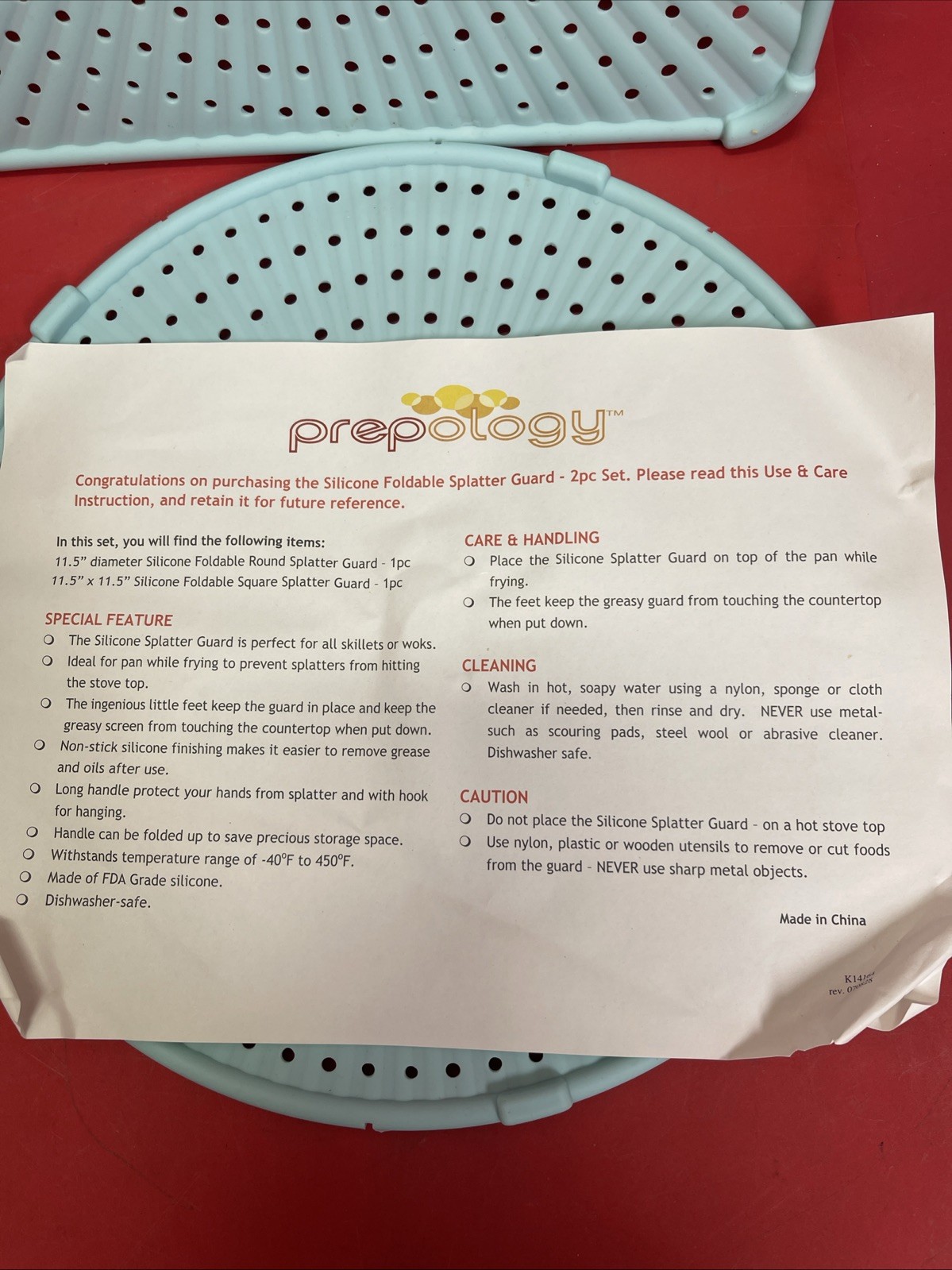 🩵 Prepology Silicone Foldable Splatter Guard Set — Round & Square, Light Blue