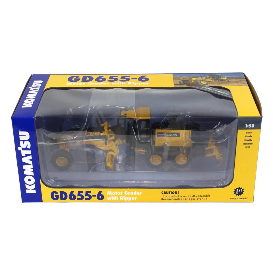 1/50 Diecast Komatsu GD655-6 Motor Grader With Ripper By First Gear 50-3409 - Image 4 of 4