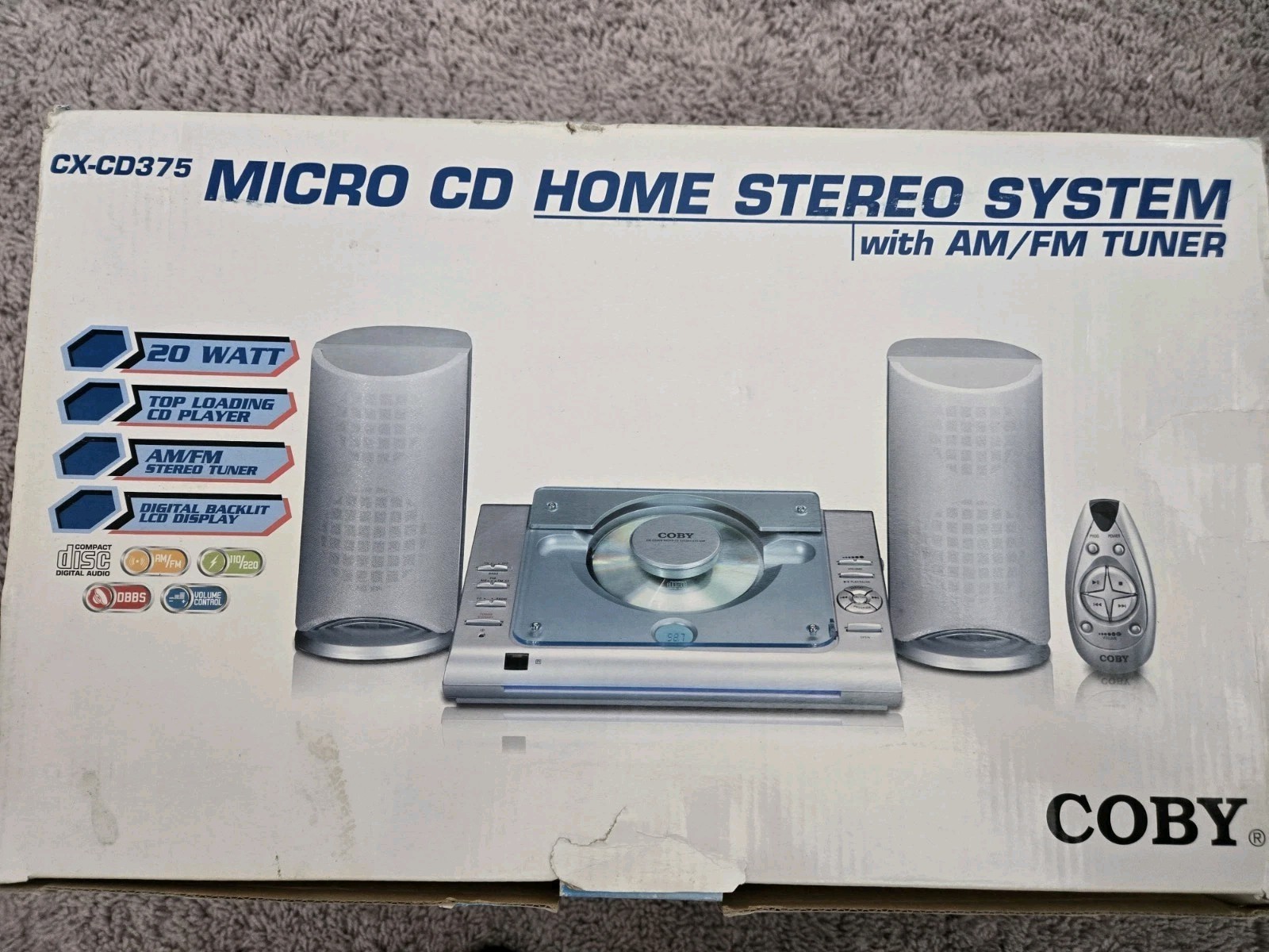 Am/fm Radio Silver Speakers Rare Box Vtg