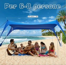 Tenda Spiaggia Camping Sole Gazebo Ombrellone –Pali in Alluminio 3 x 3 x 2 metri