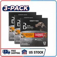 3 Pack Pure Balance Grain Free Wet Dog Food Chicken Beef Gravy 3.5oz 36ct