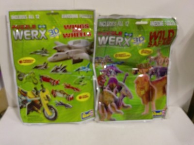 24 Revell Puzzle WERX WINGS, WHEELS & ANIMALS 3-D Puzzle, TWO 12-Puzzle Sets
