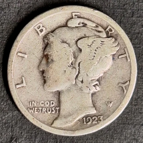 1923-S Mercury Silver Dime Fine Circulated FREE SHIPPING