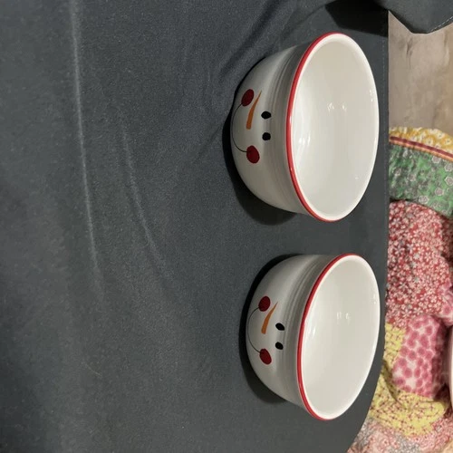 Fiesta Tamarack Exclusive rare New 2004 Snowman bowls