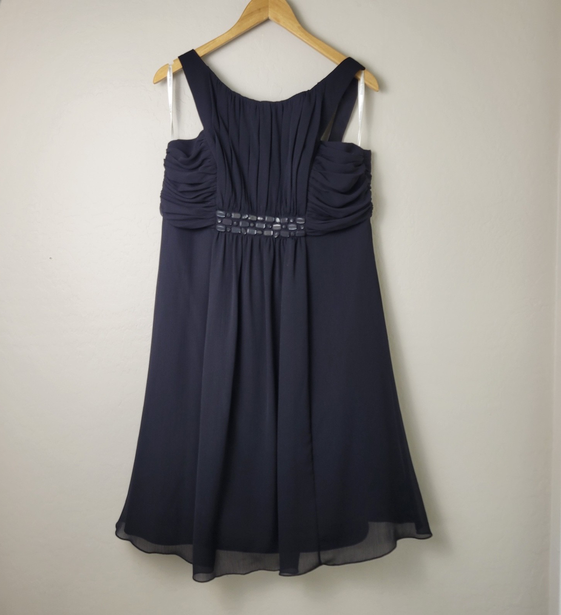 David's Bridal Evening Gown Crinkle Chiffon Short Dress Sz 16