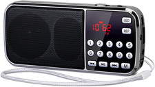 J-189 Bluetooth AM FM Radio, Small Portable Radios - Dual Speaker Heavy Bass, LE
