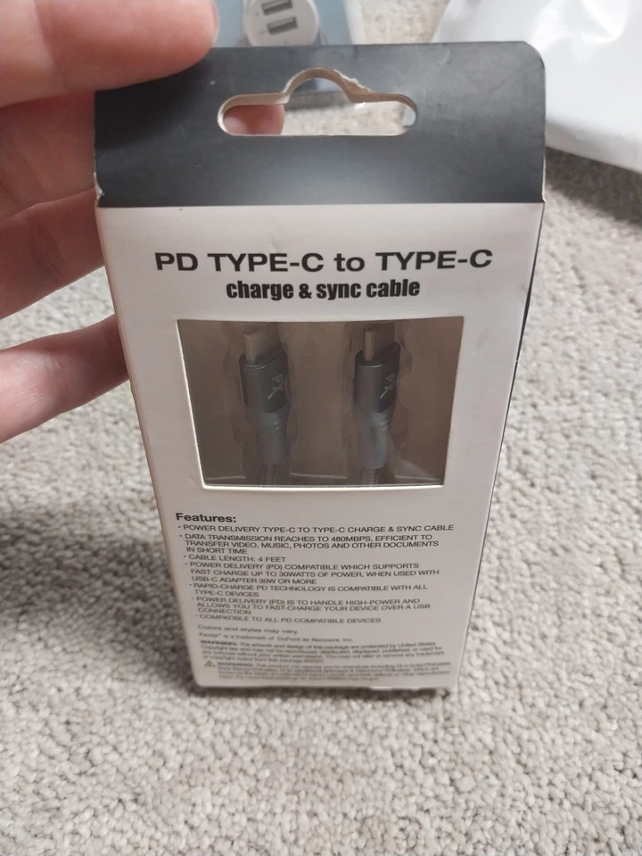 POWERXCEL PD TYPE-C TO TYPE-C CHARGE/SYNC CABLE GRAY - NEW IN BOX - Image 4 of 4