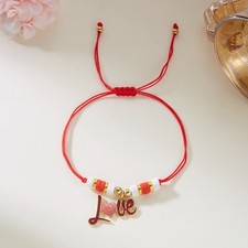 For Women's Adjustable Heart Bracelet Red Soft Clay 16cm to 28cm Handmade