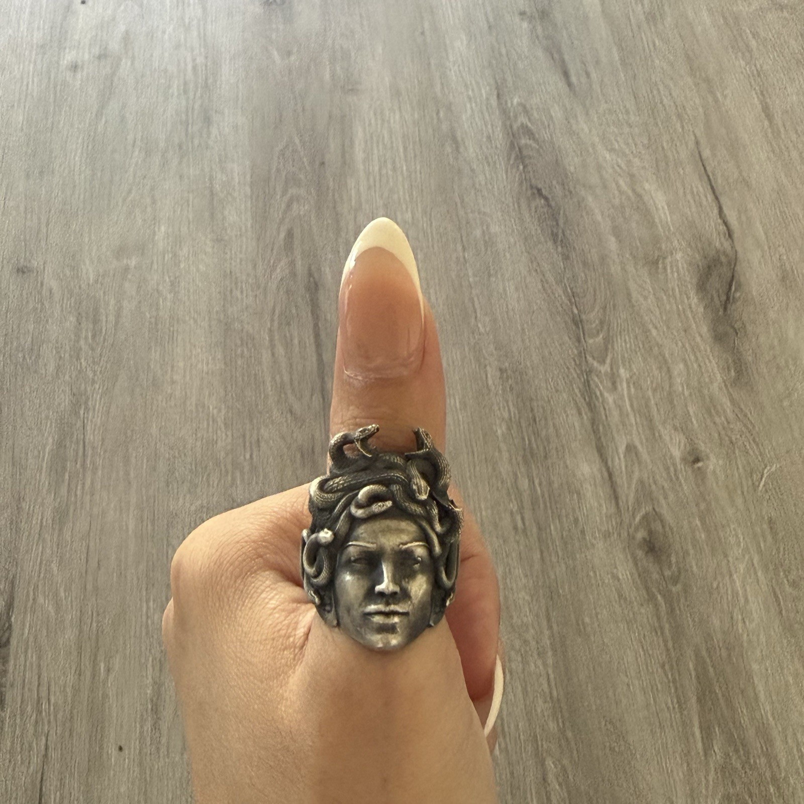 Silver Men's Statement Ring Rectangular Face Orna… - image 2