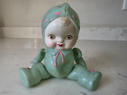 Rare Vintage 1940s Occupied Japan Celluloid Baby Doll Complete Toy Figure