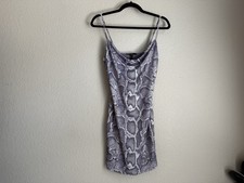 NWT Forever 21 Purple Grey & White Snake Print Cami Mini Dress Size Medium