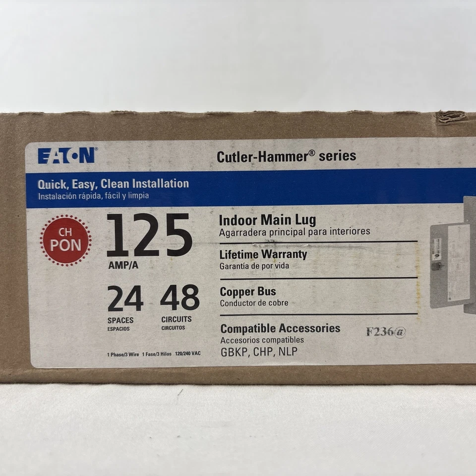 Eaton 125 Amp 24 Spaces 48 Circuits Indoor Plug-on Neutral Design NEW In Box - Image 4 of 4