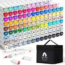 VigorFun Alcohol Markers Brush Tip, 122 Colors Dual Tip Artist Brus... Fast Ship