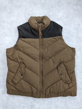 Filson Gilet Womens Extra Large Down Quilted Leather Trim Bodywarmer Bronze Vest