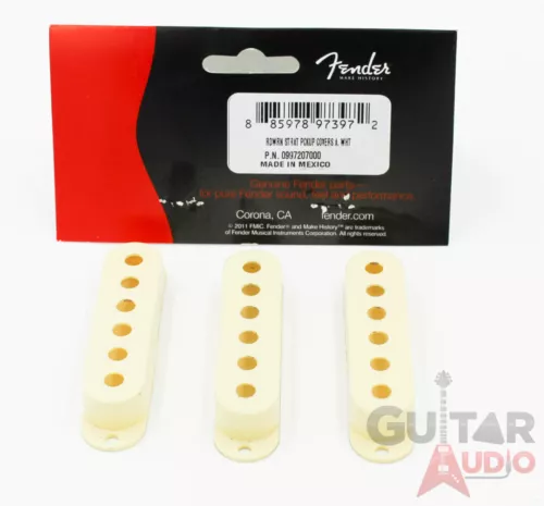 Genuine Fender Road Worn Stratocaster/Strat Pickup Covers, Relic Aged White (3)