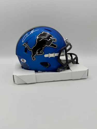 AIDAN HUTCHINSON Signed Detroit Lions Blue Speed Riddell Mini Helmet COA Holo