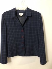 ANN TAYLOR Loft jacket blazer Navy Blue Check Size 6