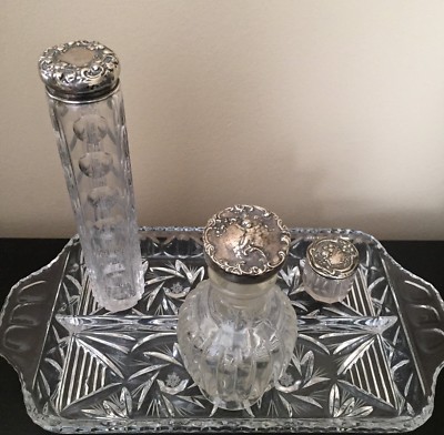 white christmas dresses Vintage Cut Glass Dressing Table Set – Kernow Furniture main image 0