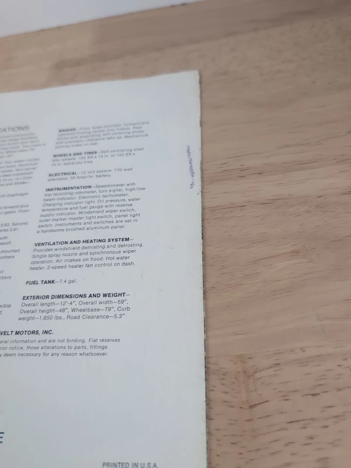 Folheto fiat 850 Sport verde aranha - Imagem 3 de 4