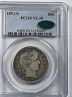 1892-S Barber Half : PCGS VG10  CAC