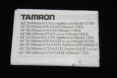 Bedienungsanleitung TAMRONobjektiv: 28-80, 28-105, 80-210, 70-300, 200-400 mm