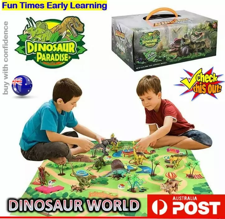 Kids Dinosaur Toy Box Playset Park Jurrasic Toy Play World Dino