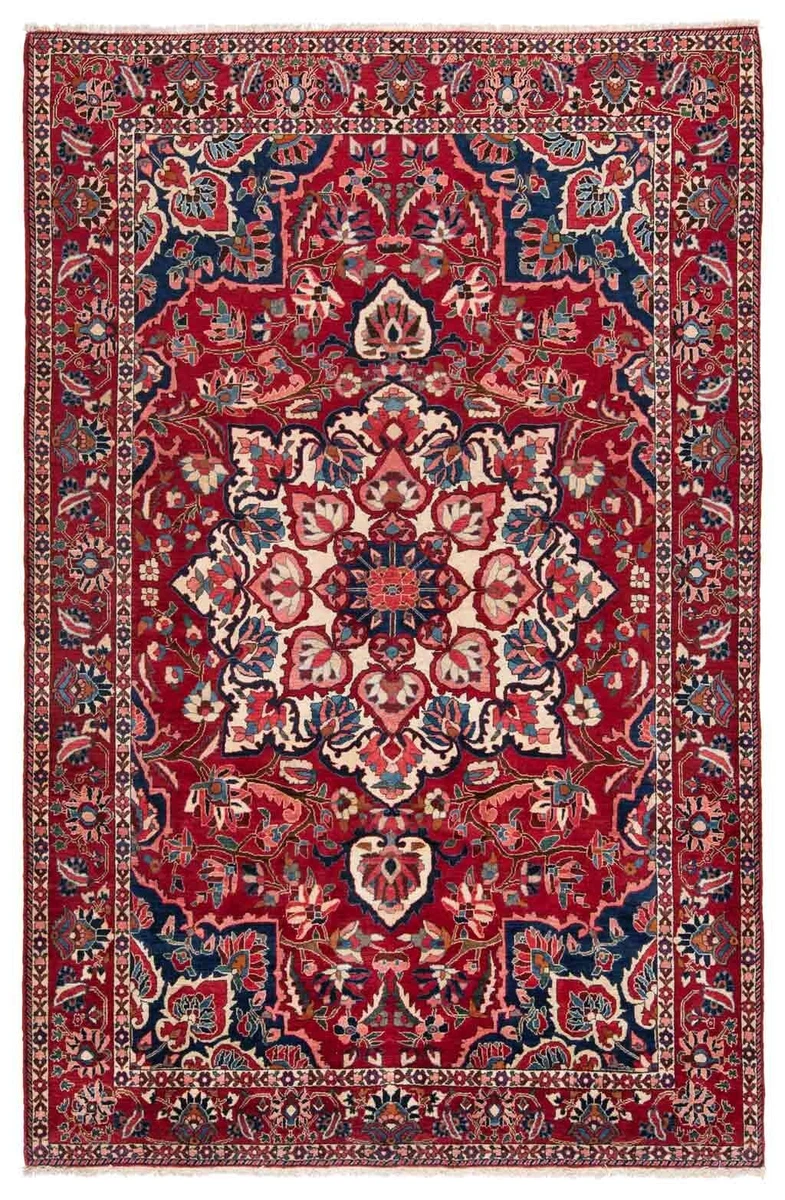 Tapis Persan Bakhtiar Noué Main – 167x109 Cm, Beige, Laine Et Coton, Style Nomade