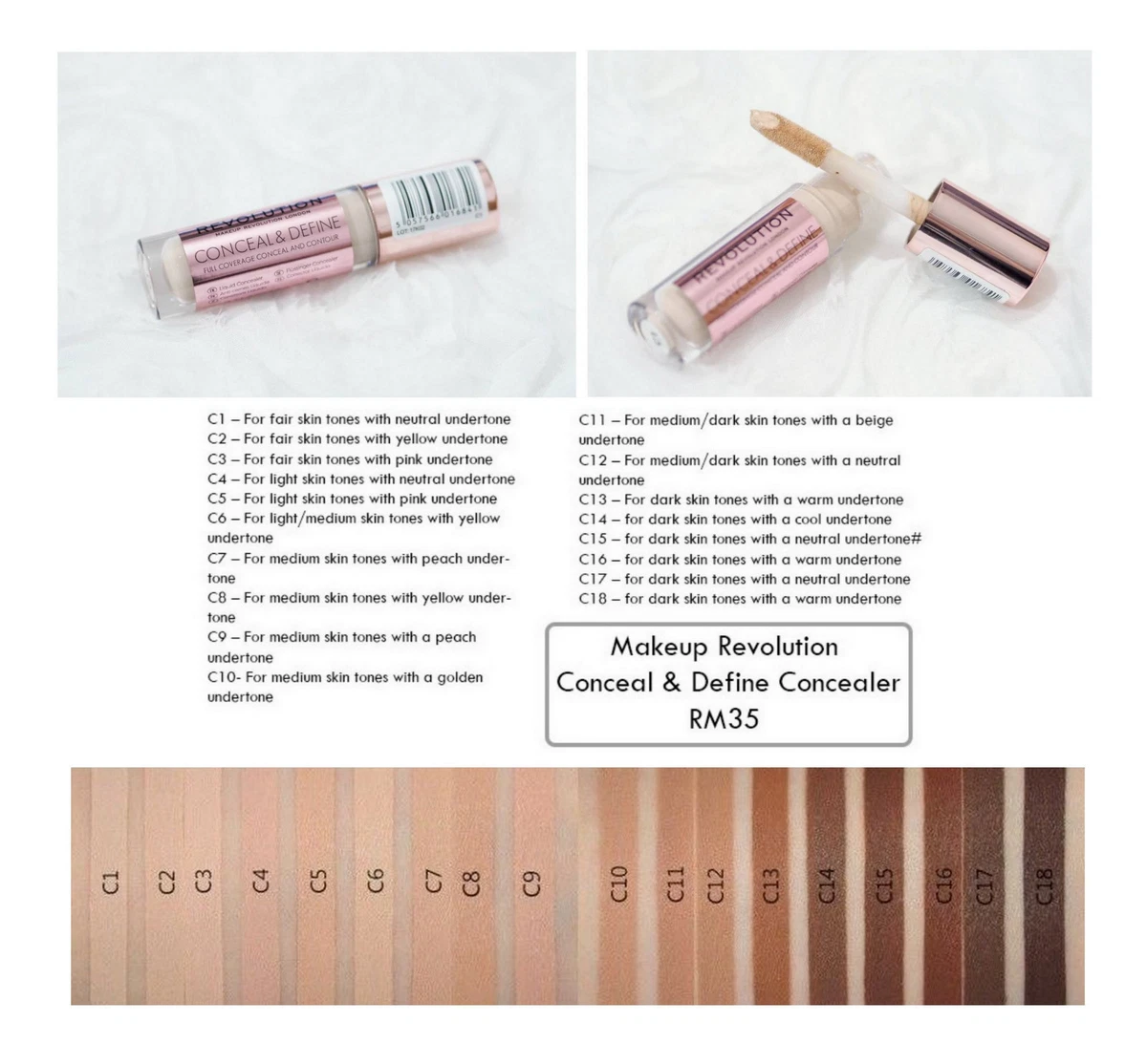 foretage solidaritet smerte MAKEUP REVOLUTION Conceal & Define / Correct Full Coverage Lightweight  Concealer | eBay