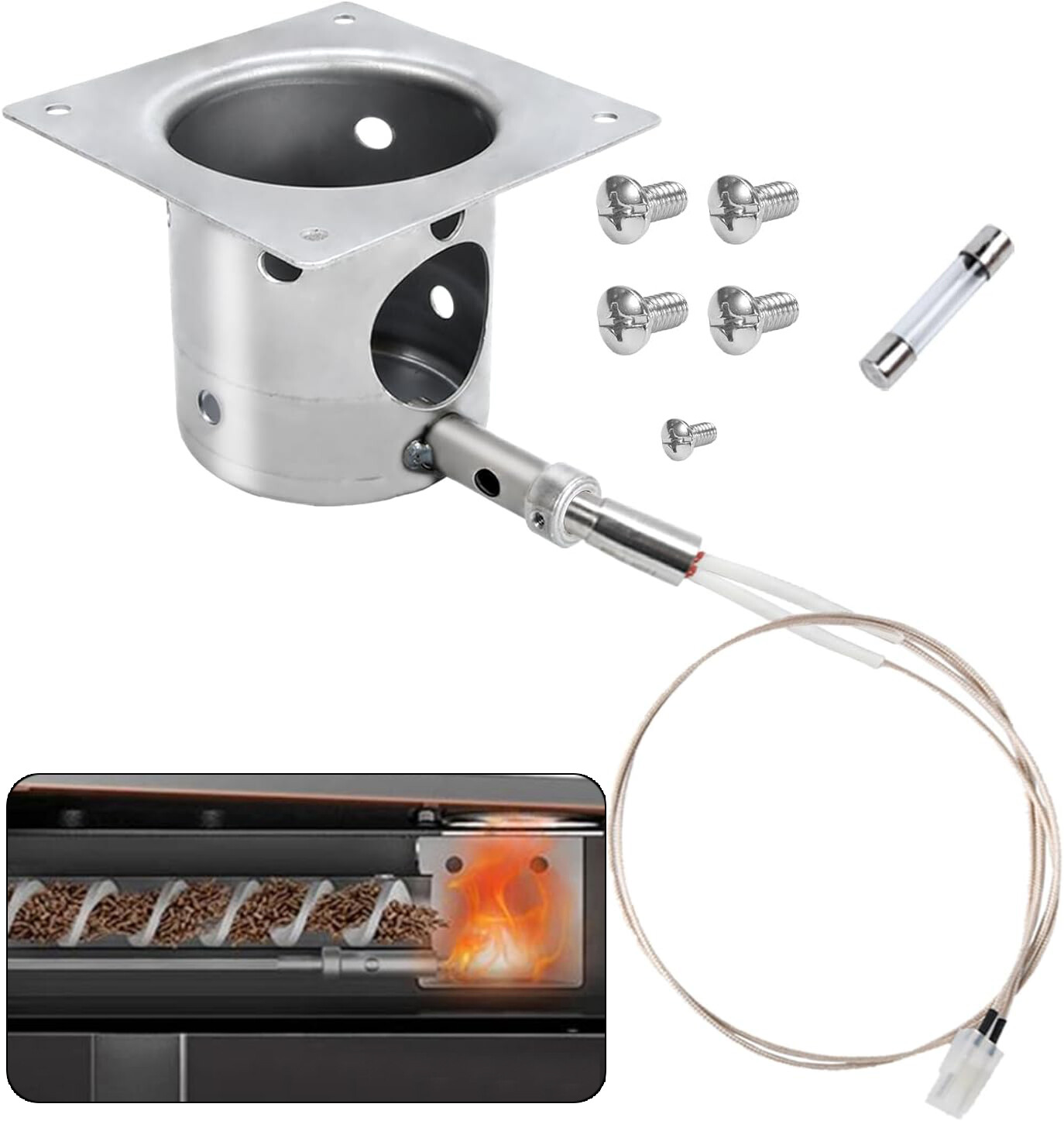 Stainless Steel Fire Burn Pot Replacement for Traeger & Pit Boss Pellet Grill