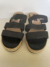 Steven by Steve Madden 8M Black Strappy Linz Slip On Platform Sandals