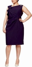 Women  s Formal Dress Plus Size 24W SLNY Purple Ruffled Sequined Evening Sheath