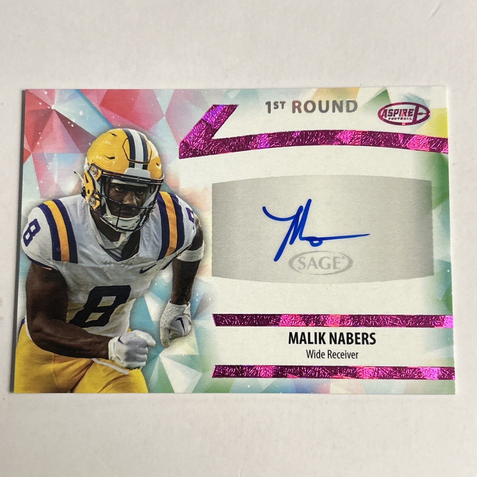 2024 Sage Aspire Pink Foil Auto Malik Nabers #ASP-MN New York Giants