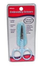 Embroidery Scissors In Leather Sheath Blue