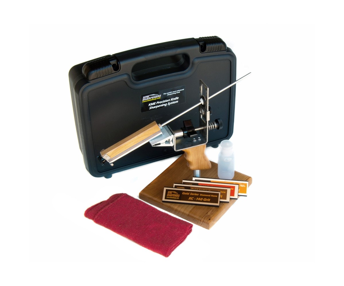 KME Precision Knife Sharpener System with Gold Series Diamond Hones  Base