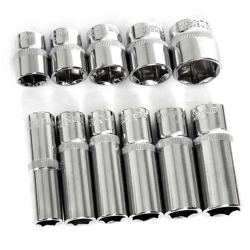 3/8" Socket Drive Shallow & Deep Metric 6mm-24mm 6 Point Polished Sockets Cr-v - Image 3 of 4