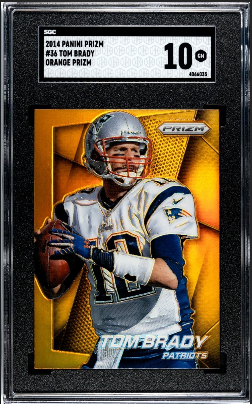 2014 Panini Prizm Tom Brady Orange Prizm SP SGC 10 Gem Mint #36 Patriots