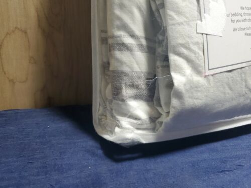 Lush Decor Farmhouse Stripe 3 Piece Reversible Duvet Cover Set Full/Queen -Gray - Picture 5 of 7