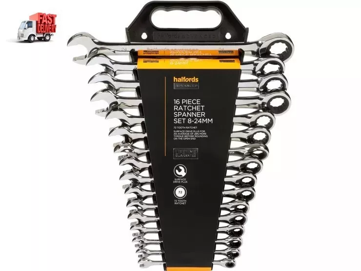 Halfords Advanced 16pc Ratchet Spanner Set Lifetime Guarantee Brand New