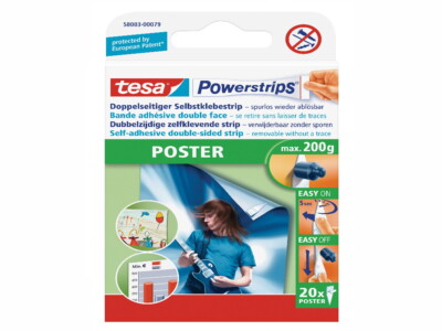 100 Tesa Poster Powerstrips Tragfähigkeit max. 200g wieder ablösbar 58003 Fotos
