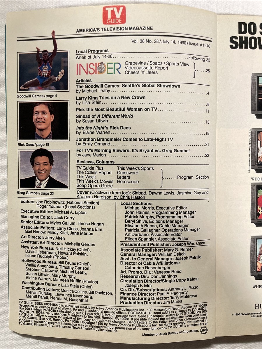 1 TV HANDBOOK フジテレビオフィシャル　’90-’95　9冊セット 1990 July 14, TV Guide Magazine, Rick Dees (SM5) | eBay