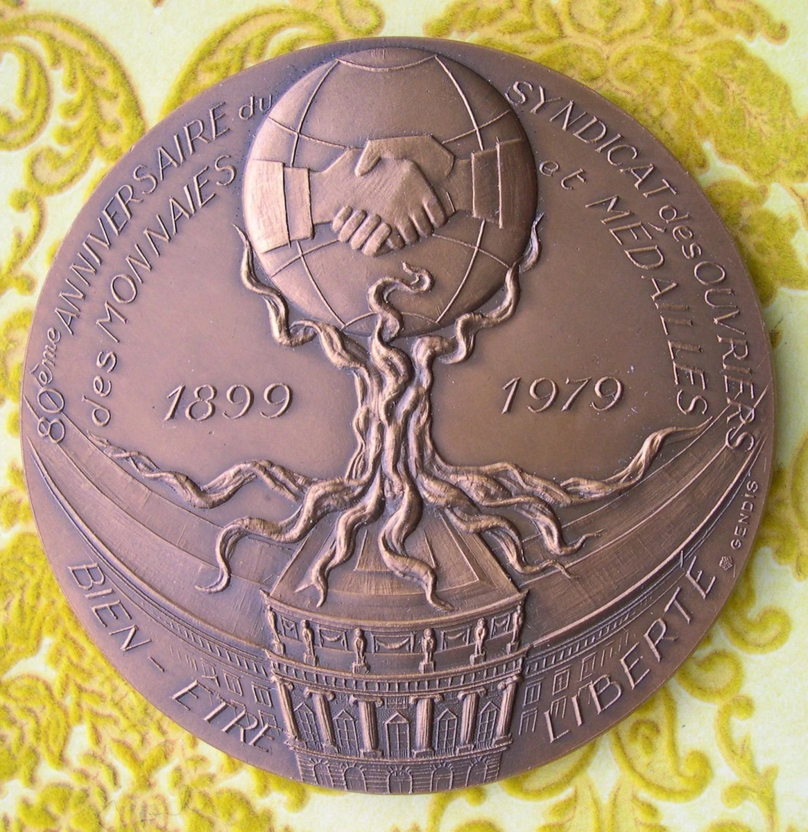 Médaille CGT Syndicat Ouvrier 1999 Bronze Florentin - Monnaie De Paris, 411 G, 83 Mm